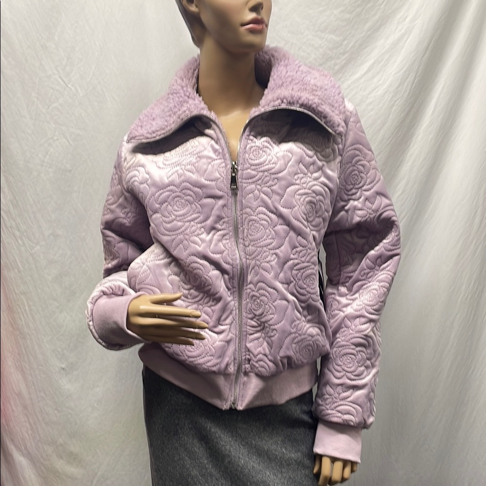 Sweet Rain Light Purple Reversible Quilted Style & Faux Fur Bomber Jacket NWT